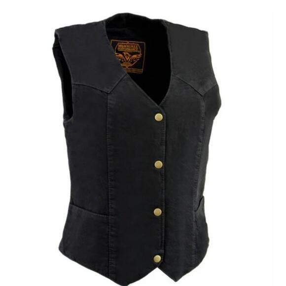 NWT Milwaukee leather MDL4000.BK snap front Denim Vest - Picture 1 of 6